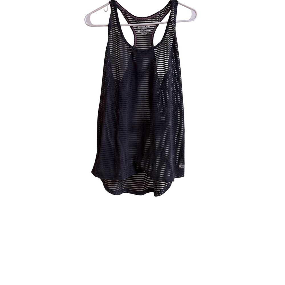 Athletic Black & White Striped Dry-Wik Tank Top L By Marika Tek